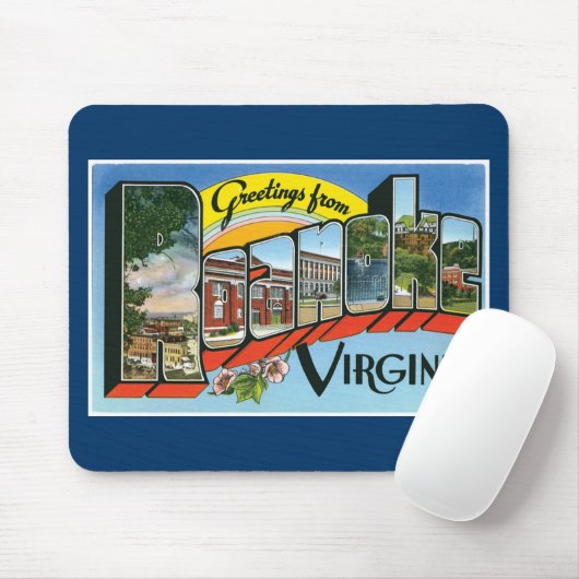 Grüße von Roanoke, Virginia! Retro Postkarte Mousepad (Mit Mouse)