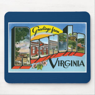 Grüße von Roanoke, Virginia! Retro Postkarte Mousepad