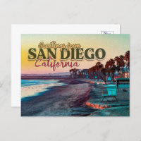 Grüße von San Diego Ca Watercolor Sunset 60er