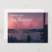 Grüße von San Francisco Post Card mit Bridge Postkarte (Vorne/Hinten)