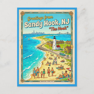 Grüße von Sandy Hook NJ im Vintage-Stil Postkarte