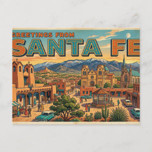 Grüße von Santa Fe Vintage-Reisepostkarte Postkarte