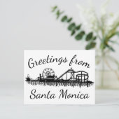 Grüße von Santa Monica California CA Pier Postkarte (Stehend Vorderseite)