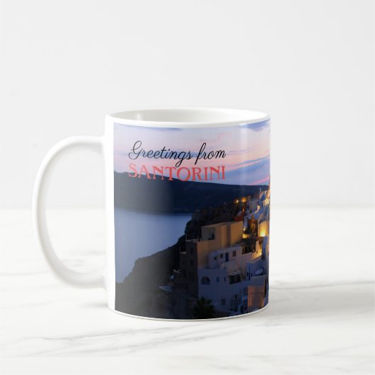 Grüße von Santorini Kaffeetasse (Links)
