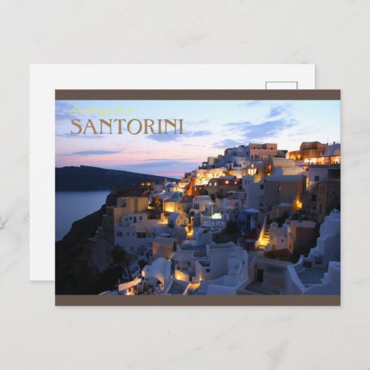 Grüße von Santorini Postkarte (Vorne/Hinten)