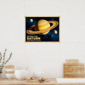 Grüße von Saturn Retro Sci-Fi Poster (Küche)