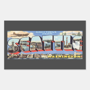 Grüße von Seattle Washington, Vintag Rechteckiger Aufkleber