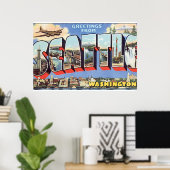 Grüße von Seattle Washington_Vintage Travel Poster (Heimbüro)