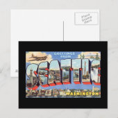 Grüße von Seattle Washington_Vintage Travel Postkarte (Vorne/Hinten)
