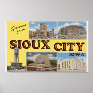 Grüße von Sioux City Iowa, Vintag Poster