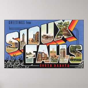 Grüße von Sioux Falls South Dakota, Vintag Poster