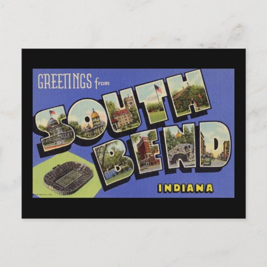 Grüße von South Bend Indiana Postkarte (Vorderseite)