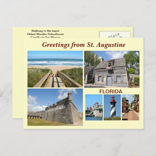 Grüße von St. Augustine, Florida Postkarte (Vorne/Hinten)