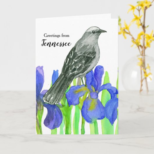 Grüße von Tennessee Mockingbird Iris Karte (Gelbe Blume)