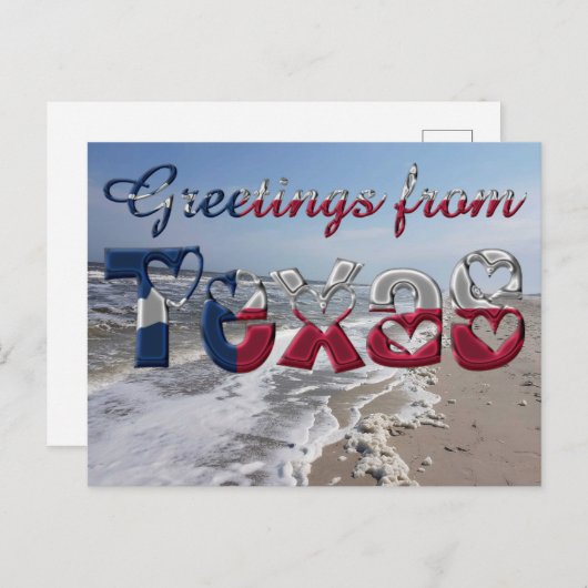 Grüße von Texas State Flag Hearts USA Postkarte (Vorne/Hinten)