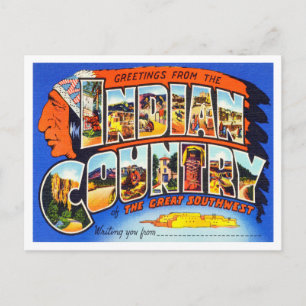 Grüße von The Indian Country Vintage Travel Postkarte