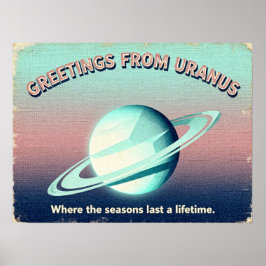 Grüße von Uranus Retro SciFi Poster