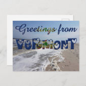 Grüße von Vermont State Flag Hearts USA Postkarte (Vorne/Hinten)