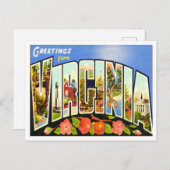 Grüße von Virginia Vintage Travel Postkarte (Vorne/Hinten)