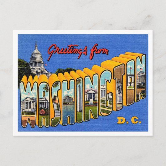 Grüße von Washington D.C. Vintage Travel Postkarte (Vorderseite)
