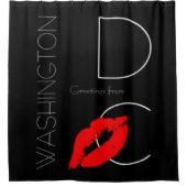 Grüße von Washington DC Red Lipstick Kiss Duschvorhang (Vorderseite)