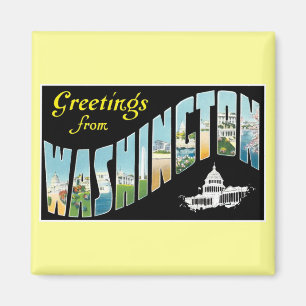 Grüße von Washington DC!  Vintage Postkarte Magnet