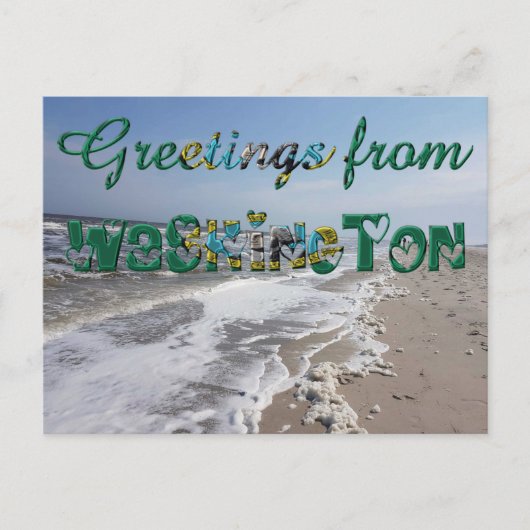 Grüße von Washington State Flag Hearts USA Postkarte (Vorderseite)