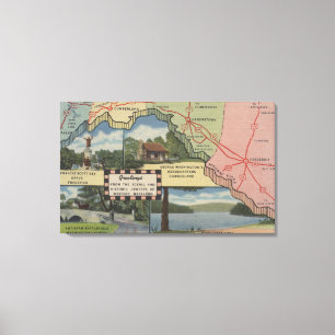 Grüße von Western Maryland (Detaillierte Karte) Leinwanddruck