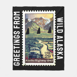 Grüße von Wild Alaska Vintag Postage Briefmarke Fleecedecke