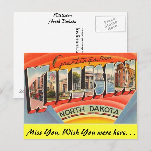 Grüße von Williston Postkarte (Vorne/Hinten)