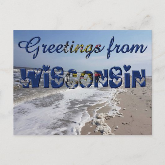 Grüße von Wisconsin State Flag USA Herz Postkarte (Vorderseite)