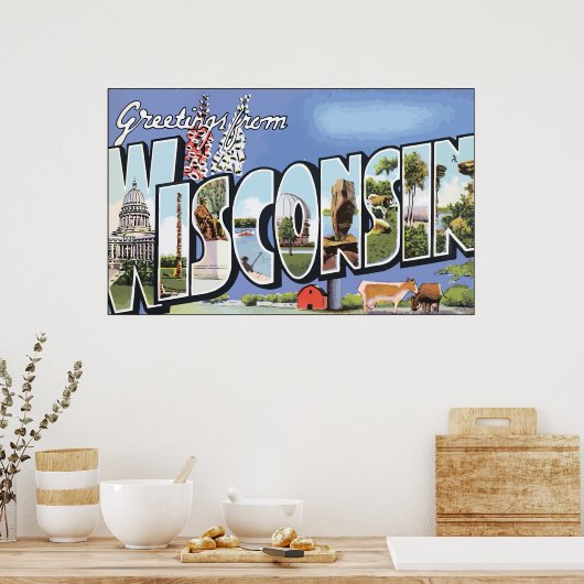 Grüße von Wisconsin, Vintag Poster (Küche)