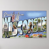 Grüße von Wisconsin, Vintag Poster (Vorne)