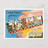 Grüße von Wisconsin Vintage Travel Postkarte (Vorderseite)