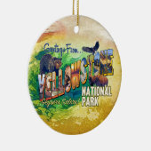 Grüße von Yellowstone Nationalpark Keramik Ornament (Rechts)