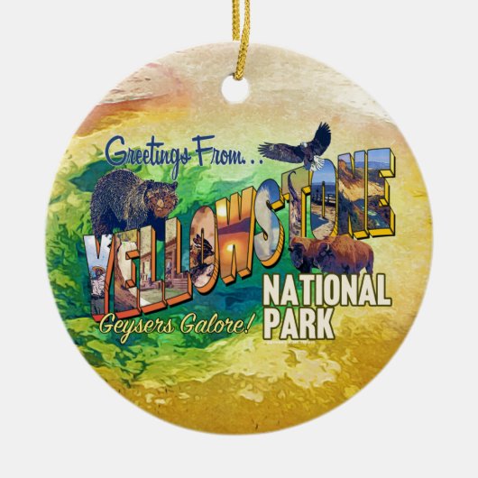Grüße von Yellowstone Nationalpark Keramik Ornament (Vorne)