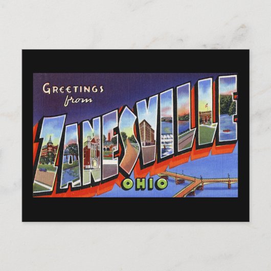 Grüße von Zanesville Ohio Postkarte (Vorderseite)