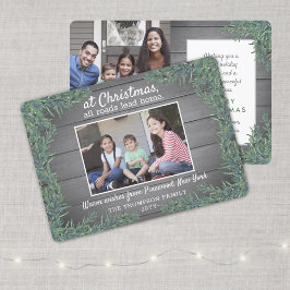 Grüße von Zuhause Weihnachtsgrün Foto Feiertagskarte