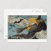 Grüße zu Halloween Fliegenwitz und Fledermäuse Postkarte (Vorne/Hinten)