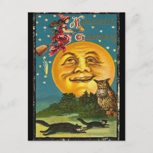 Grüße zu Halloween im Vintage-Stil Postkarte