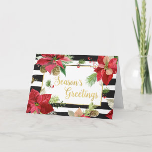 Grüße zur Jahreszeit Poinsettien, Karte mit schwar