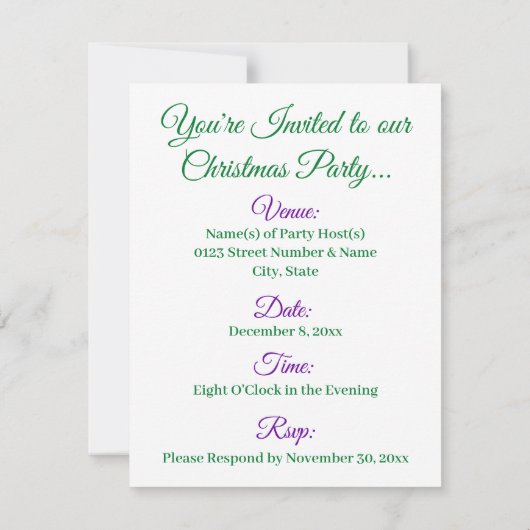 Grußeinladung zur Weihnachtszeit Rot und Weiß Einladung (Rückseite)