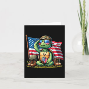 Grüßen Sie Turtle American Usa Flag Memorial Day 4 Karte