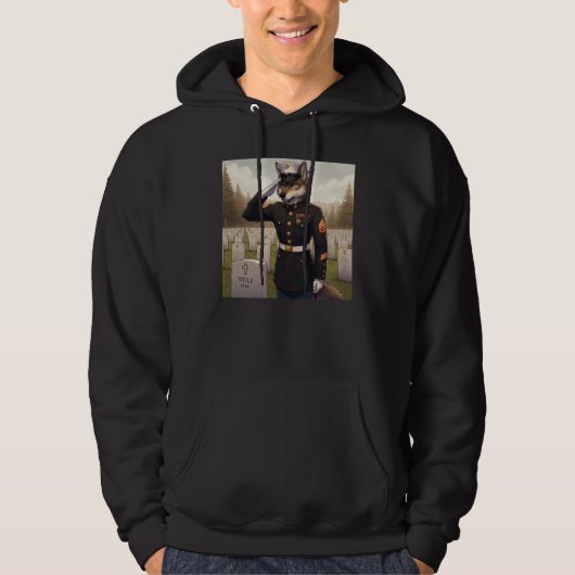 grüßender Marine Corps Wolf  Hoodie (Vorderseite)