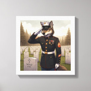 Grüßender Marine Corps Wolf Leinwanddruck