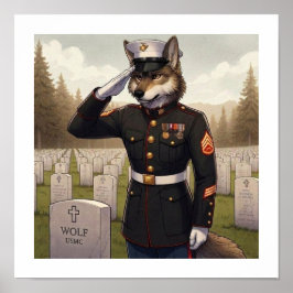 Grüßender Marine Corps Wolf  Poster