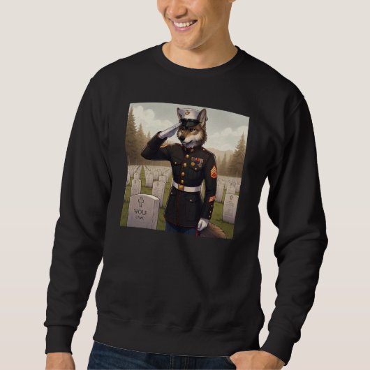 grüßender Marine Corps Wolf Sweatshirt (Vorderseite)