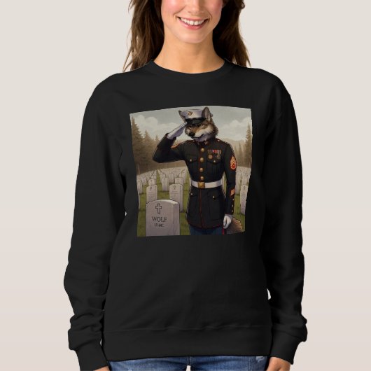 grüßender Marine Corps Wolf Sweatshirt (Vorderseite)