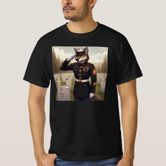 grüßender Marine Corps Wolf T-Shirt (Vorderseite)