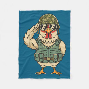 Grüßendes Soldat Huhn Militär Hahn Armee Für Fleecedecke